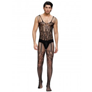 Men's Bodystocking, Strappy shoulders, ONE SIZE, BLACK